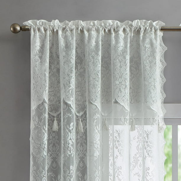 Diamante Embroidered Kitchen Curtain  color  Ivory 